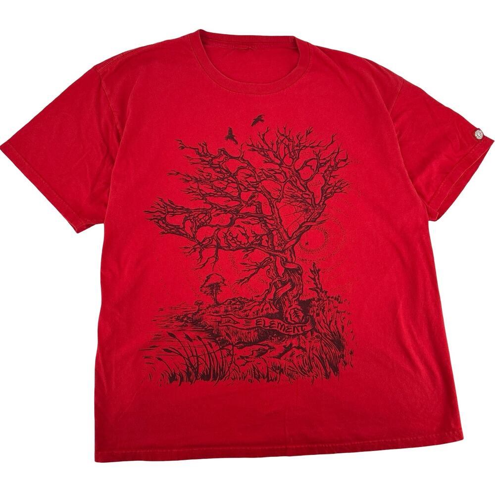 Vintage y2k Cyber Grunge Men's Element Skateboards Tree Red Graphic T Shirt~ 2XL